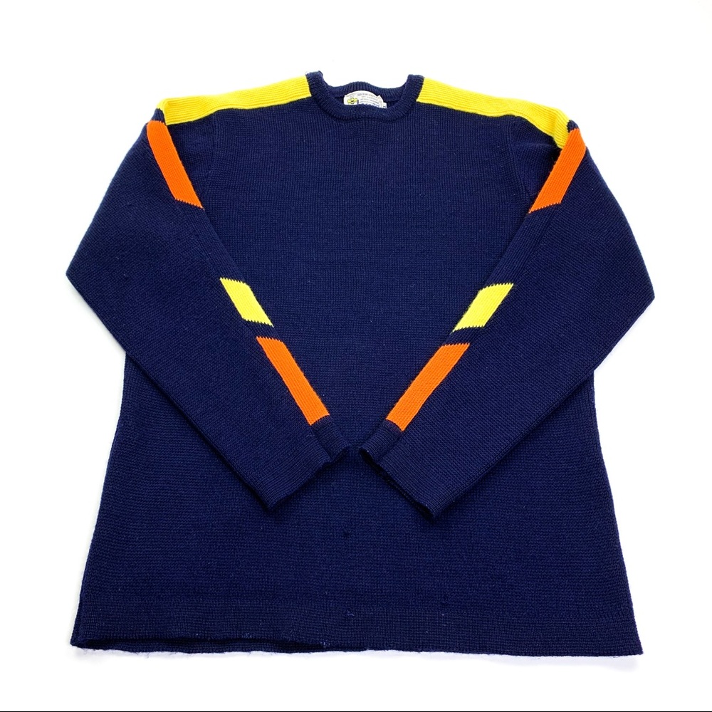 Beconta Vintage Virgin Wool Knit Sweater Blue XL